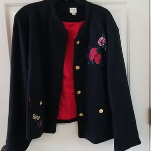 Black wool floral jacket